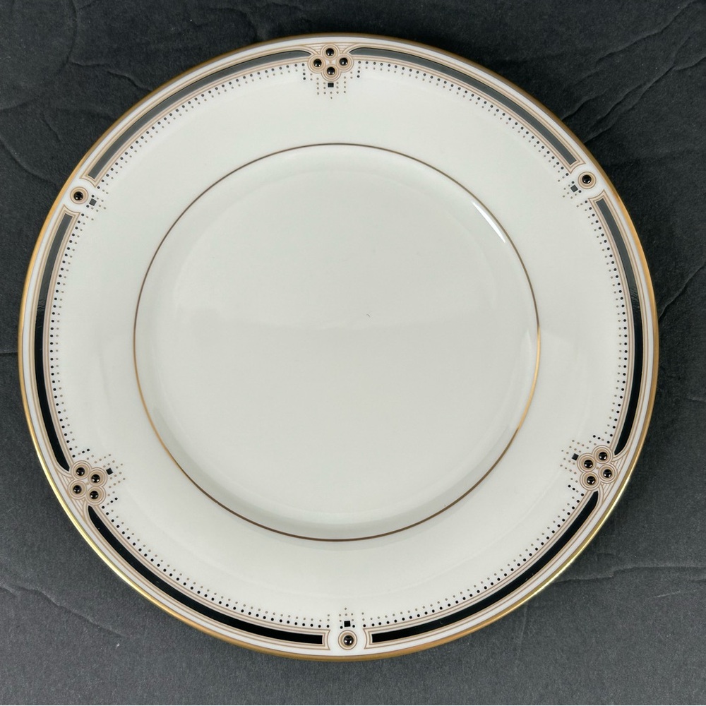 Noritake Evening Gown Bread & Butter Plate, Gold Color Trim Black Dots